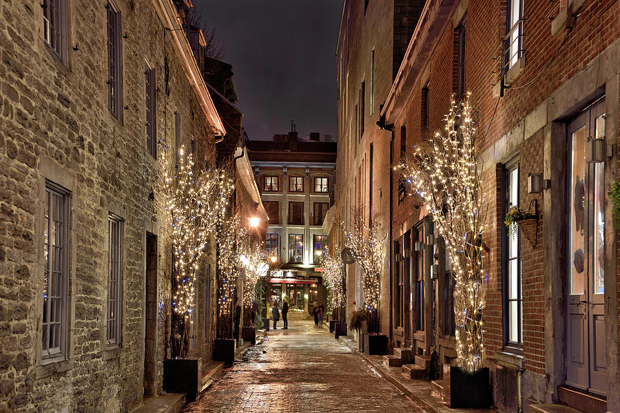 Historic cobblestone street in Old Montreal