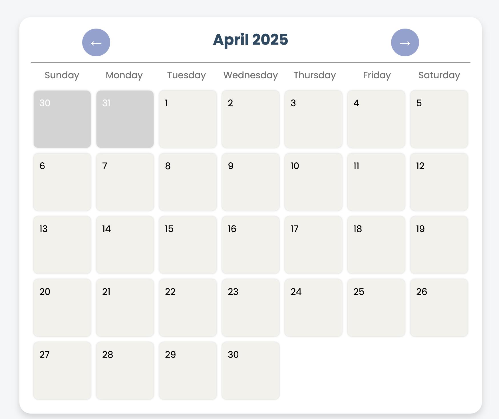 Calendar Web App preview